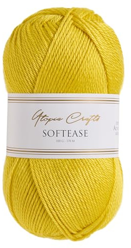 Utopia Crafts Softease - Filato per lavoro a maglia e uncinetto, 100 g (giallo agrumato)