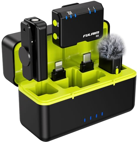 FULAIM X6S kabelloses Lavalier-Mikrofon für iPhone, Dual-Channel-Ansteckmikrofon mit KI-Rauschunterdrückung, 48 kHz/24 Bit Audio, Lade- und Aufbewahrungsetui für Handy Kamera Videoaufnahme & Vlogging