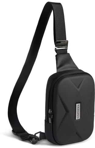 YaKuss Hartschalen Sling Bag, Diebstahlsichere Crossbody Brusttasche, Bauchtasche für Reise und Alltag, Sport & Urban (Black, Mini)