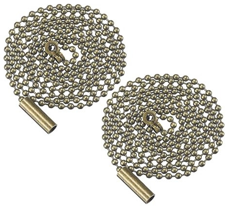 SEWACC 2Pcs Chain Extender with Connector Beaded Pull Chains for Ceiling Fan Wall Lamp Bronze Easy Installation Custom for Lighting Ventilation Replacement