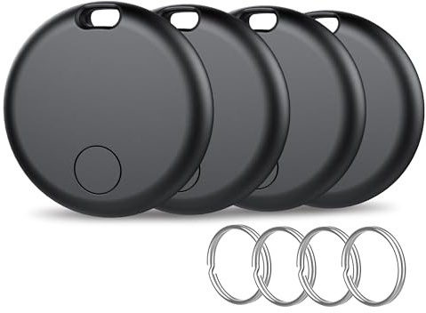 Tracker Tags Bluetooth Item Finder-4Pack，Compatible with Apple Find My APP (iOS Only) Replaceable Battery, IP67 Waterproof, Suitable for Luggage, Bags, Wallets, Backpacks, Keys Tracking Tag, Black