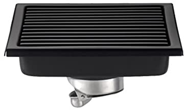 Desagüe de ducha lineal de acero inoxidable 304, cuadrado, rectangular, con rejilla extraíble y colador de pelo para cocina, baño y garaje, diseño elegante negro