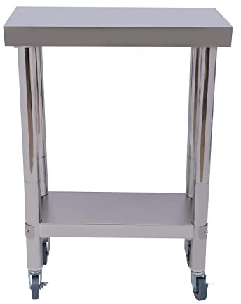 WAPHOERTE Edelstahlklapptisch Arbeitstisch mit Rollen Edelstahl Arbeitsschrank Metalltisch, maximale Tragkraft 300 kg für Küche, Hotel und Klinik, 60 × 45 × 85 cm