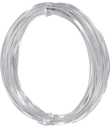QUARKZMAN Alambre Plano De Aluminio 33 Pies 0.5mm De Grosor Color Plateado | Para Manualidades De 2mm, Alambre Metálico Flexible Para Armadura De Escultura Joyería Con Cuentas