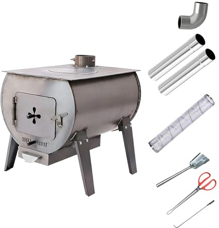 Indoor Wood Burning Stove, Multifunctional Wood Burning Heater, Thickened Steel Plate, Removable Legs for Easy Portability, Includes Accessory Kit