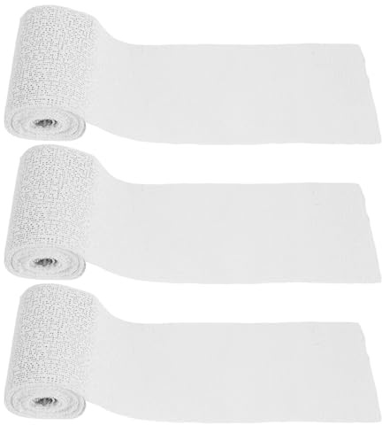 EPIGEIST Juego de Rollos de Yeso Arena de Cuarzo 10 CM X 270 CM 3 Unidades y 6 Guantes para Manualidades Vendaje de Escayola de Secado Rápido para Escultura Bricolaje y Modelado