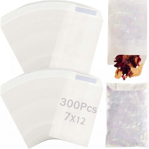 Tenare 300 Pezzi Buste Glassine Autosigillanti, 70 x 125 mm, Bianco | Sacchetti in Pergamina Traslucida, Carta Oleata per Alimenti, Imballaggio per Bomboniere, Candele e Coriandoli
