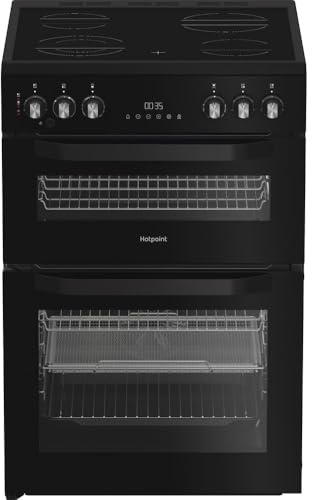 Hotpoint HDE6VDCASB1 - Black Electric Double Cooker - 4 Zone Ceramic Hob - A Energy