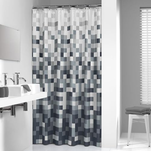 Sealskin Textil Duschvorhang Pixel, schwarz/weiß, B x H: 180 cm x 200 cm