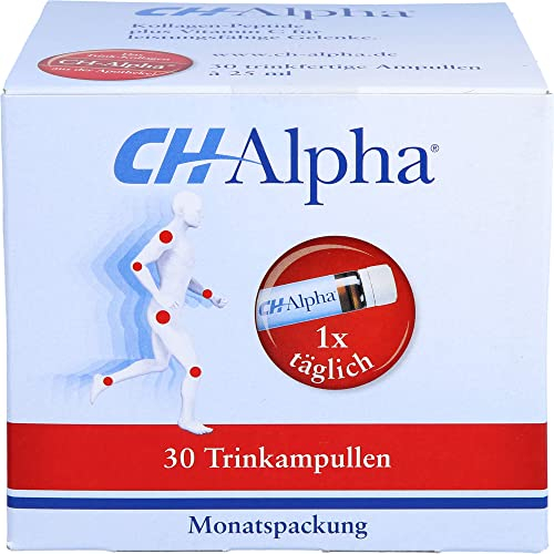 CH-Alpha® Kollagen Trinkampullen Kollagenhydrolysat hochdosiert | Peptide Typ 1 & 3 + Vitamin C | Premium Trinkkollagen mit bioaktiven Peptiden für Knorpel, Knochen und Bindegewebe – 30 Trinkampullen