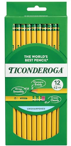 Dixon Ticonderoga Boîte à crayons en bois # 2 Box of 12 (Hang Tab) jaune