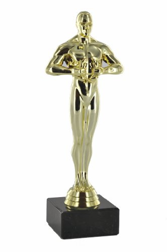 Goldener Pokal Siegerfigur Viktor, 24 cm, mit Gravur | Personalisierte Geschenk-Trophäe aus Kunststoff, inkl. Marmorsockel, als Zeichen der Wertschätzung