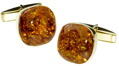 Ostsee-Schmuck Herren-Manschettenknopf 333/000 Gold mit Bernstein 001 153001 0100