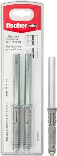 Fischer Regalhalter CFP 12 x 80 K, für Anwendungen von Regalen, Regalen und Regalen auf Voll- und Halbmauerwerk, 2 Stück, 501637