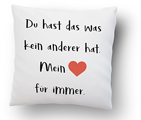Liebeskissen ''Du hast das was kein Anderer hat. Mein Herz für Immer.'' - Deko-Kissen - Romantische Geschenkidee - weiß 40cm x 40cm - Kissen inkl. Füllung - Liebe - Schatz - Beziehung -