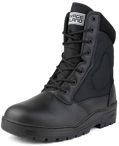 Savage Island Pro Patrol Boots Leather Army Combat Tactical Cadet Security Military, Black, 11 UK