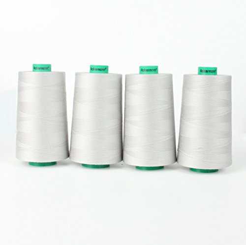 Ackermann Nähgarn Hellgrau (8099), 4x 5.000 m Konen (20.000 m) – Universal-Garn 100% Polyester, Stärke 120, OEKO-TEX, für Overlock- und Nähmaschinen