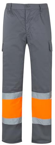 Velilla 157 Pantalon Bicolor Multipoches Haute visibilité, Couleur Gris et Orange Fluor, Taille L