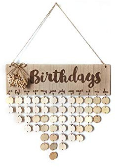 Rocita cheerfulus Calendrier en Bois à Faire soi-même, Plaque d'anniversaire pour Famille, Amis, Calendrier à Suspendre, Cadeau pour décoration de la Maison…