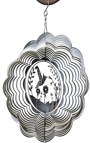 VP Home Moulin à vent cinétique en forme de colibri pour cour et jardin - En métal - À suspendre - Décoration de jardin 3D
