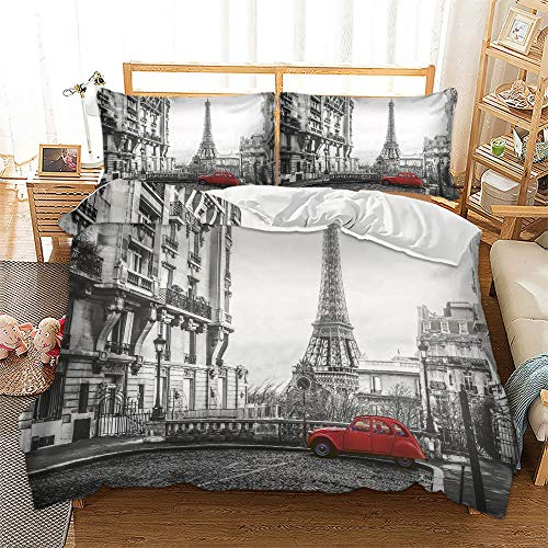 FANSU Housse de Couettes Parure de Lit 2 Personnes, 3 Pièces Microfibre 3D Moderne Ville Ensemble de Literie avec 1 Housses de Couettes 2 Taies d'oreillers (230x200cm,Paris)
