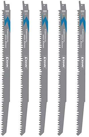 EZARC Wood Pruning Reciprocating Saw Blade, 12-Inch Recip Saw Blades R1231GS 6TPI (5-Pack)