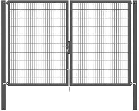 Alberts 637217 Doppeltor Flexo Plus mit Zubehör | verschiedene Breiten und Höhen | Pfostenstärke 100 x 100 mm | anthrazit | Breite 300 cm | Höhe 200 cm