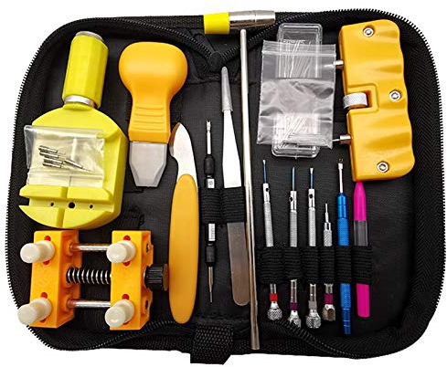 YGLONG Uhrenwerkzeug Watch Kit Band Link Entferner Hände Ladegerät Batterie Uhrmacher Werkzeuge Edelstahl Professionelle Reparaturkofferöffner Uhrmacherwerkzeug Set