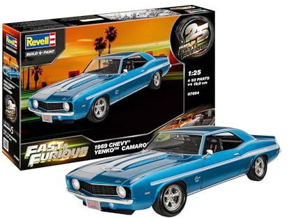 Revell Modellbausatz 1969 Chevy Camaro Yenko I Maßstab 1:24 I Fast & Furious I Unlackiertes Modellauto I Detailreiche Nachbildung I Für Modellbauer I Originalgetreu