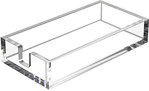 HIIMIEI Acrylic Napkin Holder for Bathroom, Acrylic Guest Towel Holder, Bathroom Napkins Guest Disposable Holder, Hand Towel Tray for Kitchen, Parties, Weddings, Party, Hotel, Restaurant（Clear）