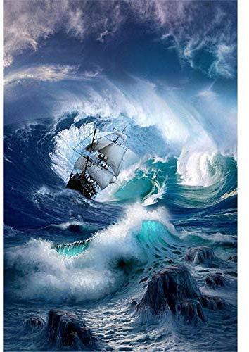 Puzzle 5000 Teile,Segelboot in den Wellen Puzzle für Erwachsene,Impossible Puzzle, farbenfrohes Legespiel,Geschicklichkeitsspiel für die ganze Familie,Erwachsenenpuzzle ab 14 Jahren-61.61x41.53 Zoll