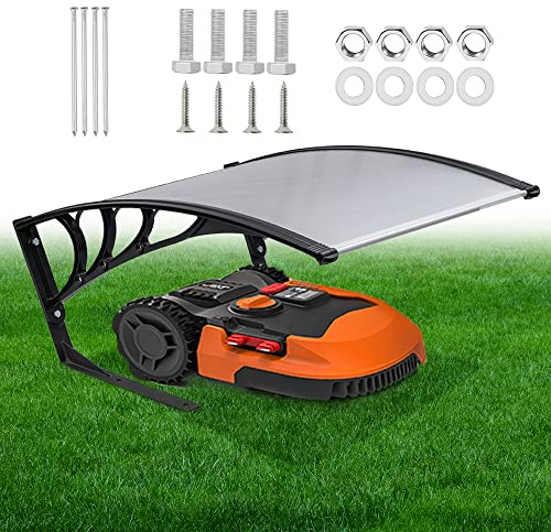 Mingone Garage Dach Carport Überdachung für Rasenroboter Rasenmäher Schutzhülle Schutz vor Regen, Hagel und UV-Strahlen (77 x 103 x 33 cm, Transparent-Schwarz)