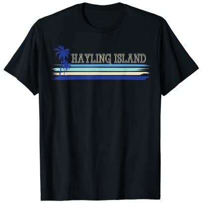 Hayling Island UK Seaside Holiday Retro Surf Palm Tree T-Shirt