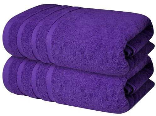 Infinitee Xclusives 100% Cotton Luxury Bath Towels Set of 2 (27x54 Inches) (Profound Purple, Bath Towels - Pack 2)