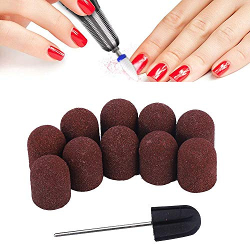 ANKROYU 10 Tappi Abrasivi Per Pedicure, Testa Dedicata alle Unghie, Cappucci Abrasivi Per Pedicure, Lucidatore Per Cappucci Abrasivi, Strumento Per Pedicure con Sabbia con Asta di Sabbia(7 * 13)