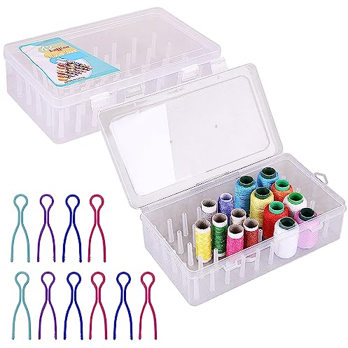 Nizirioo 2 Stück Nähgarn-Box, Aufbewahrungsbox, Nähgarn Aufbewahrungsbox 42 Garnrollen, Nähgarn Box Klarer Kunststoff Garnrollen Transparent Für Nadeln Draht Storage Box Für Nähgarne
