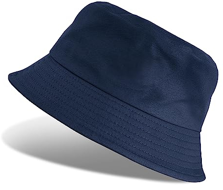 Tuopuda Fischerhüte Bucket Hat Unisex Sonnenhut Baumwolle Buckethut Faltbar Fischerhut Anglerhut Sommer 56-58cm, Marine-B
