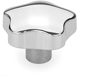 Ganter Normelemente Sterngriff, Griffmutter, GN 5336-60-M12-E-PL, Aluminium poliert, Griff 60mm, Gewinde M12