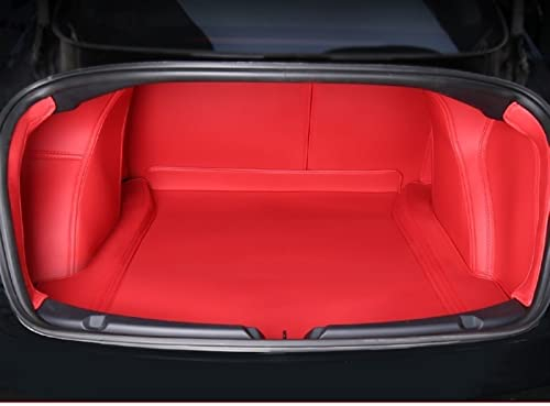 QTIPY Auto Kofferraummatten Kofferraummatte Passgenau Für Tesla Für Model 3 Y Lederteppich Frunk Mat (Farbe : Red Trunk mat, Größe : 3 2019-20)