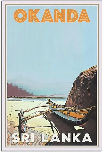 cgltd Leinwand-Poster Sri Lanka Okanda Boot Vintage Reiseposter Home Decor Gemälde Dekorative Gemälde Wandkunst Ungerahmt 40x60cm
