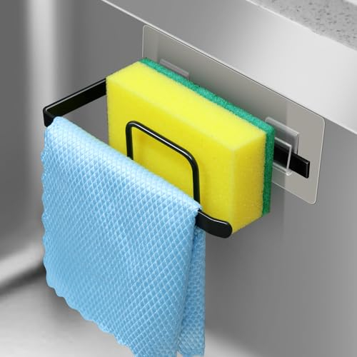 Pamofuper Soporte Para Esponjas De Cocina, Organizador Para Fregadero, Soporte Para PañOs De Cocina, Autoadhesivo, 2 en 1, Soporte Para Esponja, Fregadero De Cocina y Trapo