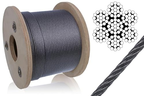 NAJDER - Stahlseil - Edelstahlseil - Gewebtes Stahlseil 7x19 - Zugfestes Seil 1570 N/mm2 - Säurebeständiges Stahlseil - Spannseil - Balustradenseil - Durchmesser 1,5mm - 50 Meter