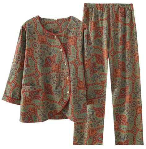 Conjunto de Pijama de Tejido Jacquard, Pijama de Kimono japonés Hanfu para Mujer, Talla M -W22