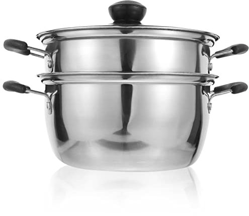 ANSNOW 1 Olla de Sopa de Ramen de Acero Inoxidable, Olla de Sopa con Tapa, Caldera, Ollas de Vapor, Olla de Vapor para Verduras, Utensilios de Cocina, Olla Pequeña, Olla de Vidrio para Acampar, Trab