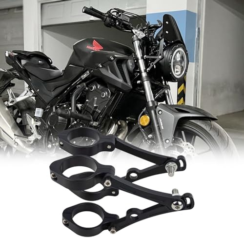 Generic Motorcycle Headlight Bracket 54-59mm Black Headlamp CNC Fork Tube Side Mount Bracket for Most Motorbikes Head Lamp Holder Cafe Racer Sportster Touring Softail Dyna Chopper Universal