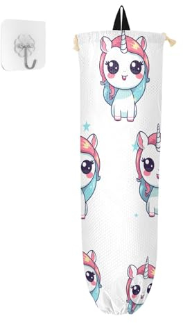 FRODOTGV Shopping Bag Holders For Grocery Bags Many Sweet Unicorns Grocery Bag Holder For Plastic Bags Home Plastic Bag Organizer Wall Mount Reusable Bag Organizer 2 Pack