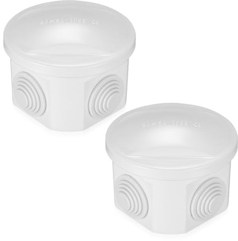 2 Stück Aufputz Abzweigdose Wasserdicht, Verteilerdose Außen Wasserdicht, ABS Abzweigkasten Weiß, Kleine Runde Elektrische Anschlussdose, Verteilerkasten Kabelanschlussdose, 80 x 50 mm