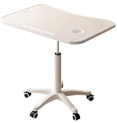Beistelltisch mit Rollen Höhenverstellbar Density Board Nachttisch, Beistelltisch für Das Kinderzimmer für Den Hausgebrauch, 3 Farben, für Zuhause, Krankenhäuser(White)