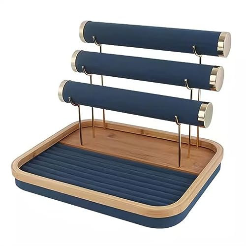 Schmuckhalter-Ständer, kreativer Schmuckständer, Organizer, 3-stufiger Schmuckständer mit Ring-Aufbewahrungsbox für Halsketten, Ohrringe, Armbänder und Ringe, Halsketten-Aufhänger, Wandhalterung