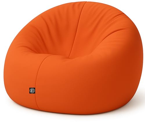 PATCH HOME 2-i-1 sittsäck fåtölj – gaming saccosäck med dragkedja – redan fylld, ergonomisk och robust för barn och vuxna – inomhus och utomhus, väderbeständig (orange, 155 cm)
